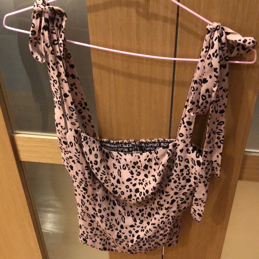 DONATING FRI 7/26-REFORMATION Pale Pink Tie Strap Leopard Top *older